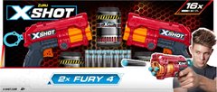 X-Shot Red Швидкострільний бластер EXCEL FURY 4 2 PK (3 банки, 16 патронів), 36329R