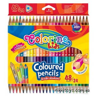 Олівці кольорові трикутні Colorino двосторонні 24 шт і 48 кольору 51705