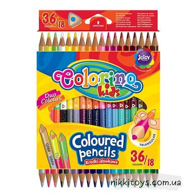 Карандаши цветные трехгранные двухсторонние 36цв. Colorino kids 68512