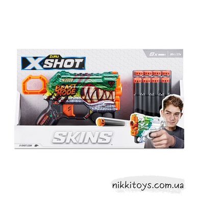 Быстрострельный бластер X-SHOT Skins Menace Beast Out (8 патронов), 36515G