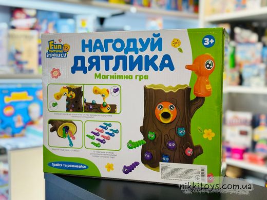 Игра Накорми дятла Рыбалка Монтессори, магнитная, птичка, гусеницы FT 0030