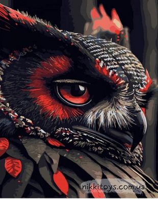 Картина по номерам Красно-черная сова Strateg размером 40х50 см (DY 418)