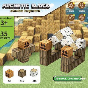 Конструктор магнітний 35 деталей Майнкрафт Minecraft