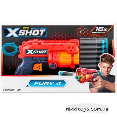 X-Shot Red Швидкострільний бластер EXCEL FURY 4 (16 патронів) 36377R