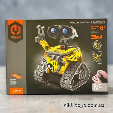 Конструктор Yellow Wall-E STEM 3в1 (робот, динозавр) на радіокеруванні 2.4G, акумулятор, USB, APP, 434 деталі