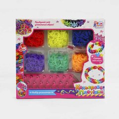 Цветное плетение резиночки, 6 цветов резинок, станок, крючок, кор 66476