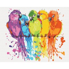 Картина за номерами: Різнокольорові папуги 40*50 BS 28115