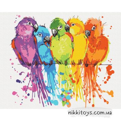 Картина за номерами: Різнокольорові папуги 40*50 BS 28115