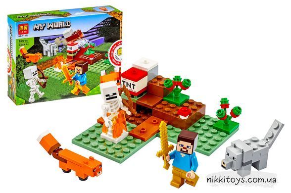 Конструктор MINECRAFT Приключение в тайге 80 деталей 19*14*4,5см