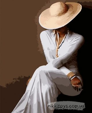 Картина по номерам Девушка в шляпе Strateg размером 40х50 см (HH 036)