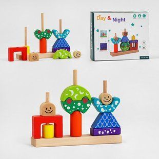 Логическая игра "День и ночь", логические пирамидки, в коробке С 58553