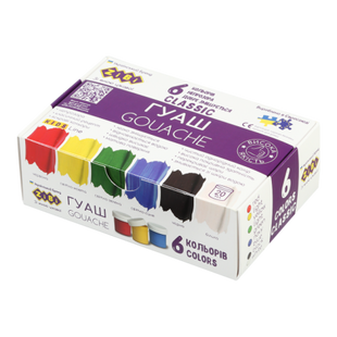 Гуаш CLASSIC 6 кол., 20мл, в коробці, KIDS Line