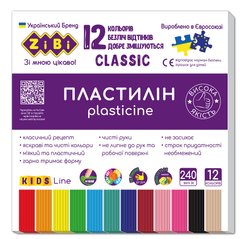Пластилин CLASSIC 12 цветов, 240г, KIDS Line 6233