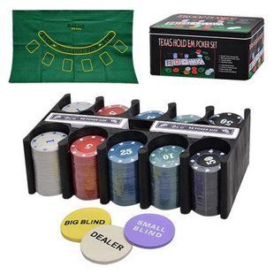 Набір для покеру TEXAS HOLDEM POKER SET 200 фішок з Номіналом, Сукно, Коробка (3896В)