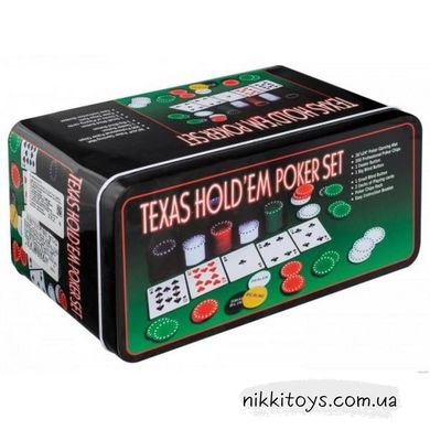 Набор для покера TEXAS HOLDEM POKER SET 200 фишек с Номиналом, Сукно, Коробка (3896В)