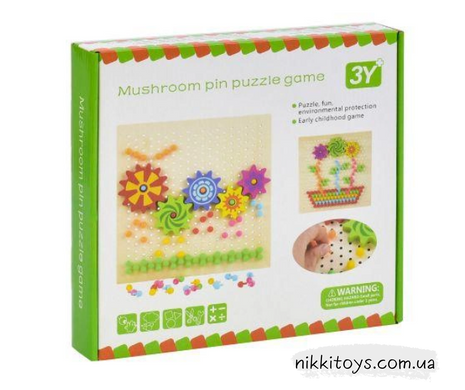 Деревянная игра «Мозаика» с шестеренками и резиночками  С 35953